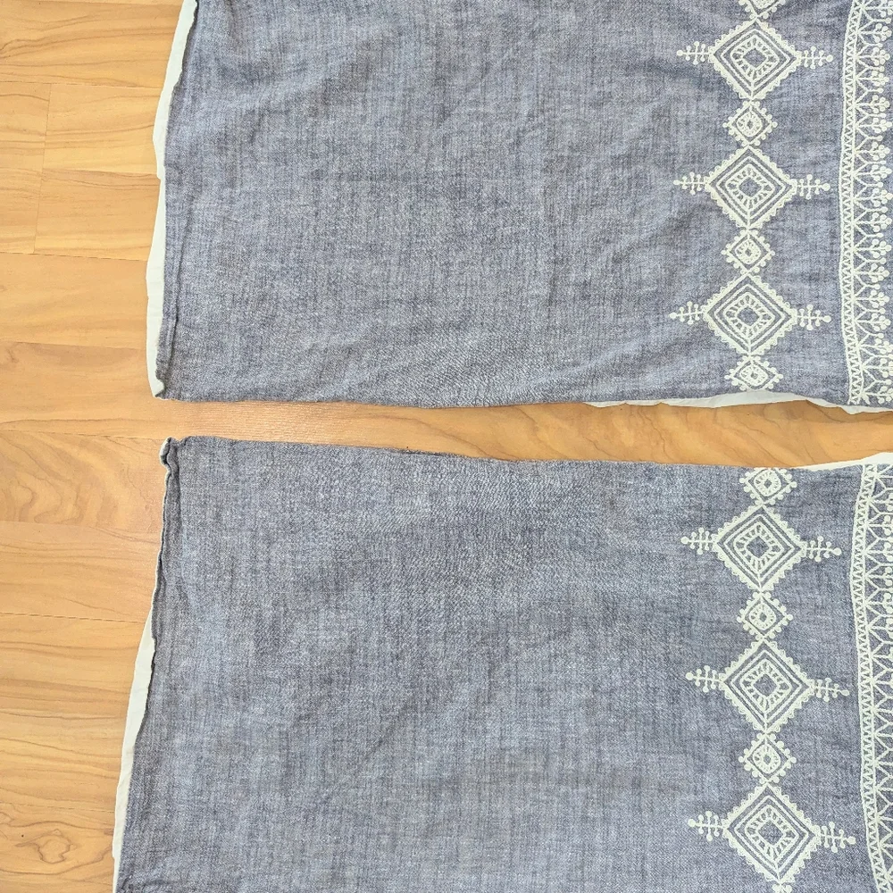 Anthropologie Embroidered Argenta Pillowcases King Size Linen Blend Set Of 2